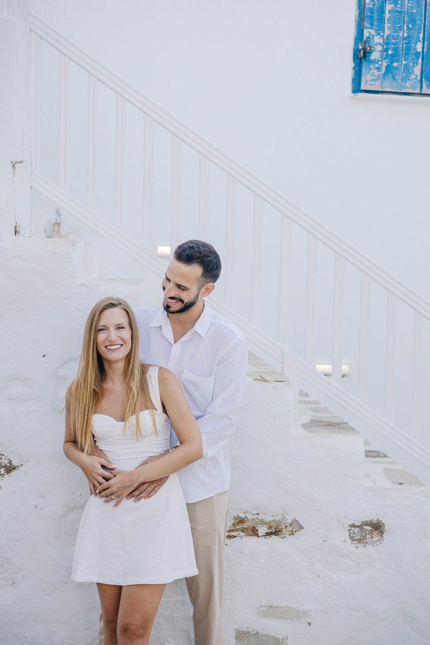 Antiparos wedding photographer capturing a bride and groom in the Chora